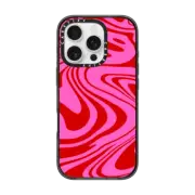 iPhone 16 Pro Impact Case Marble Trippy Wavy Swirl Pink Red Spiral Warp Twirl 70s Psychedelic Acid Groovy Abstract Pattern