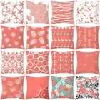Coral Red Geometry Series Decorative Pillow Cushion Covers Pillowcase Cushions