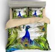 3D Peacock King ZHUA2324 Bed Pillowcases Quilt Duvet Cover Set Queen King Zoe