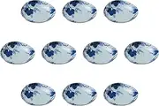Set of 10, Indigo Dyed Grape Triangle 3.5 Plates, 4.7 x 1.0 inches (12 x 2.5 cm), Small Plates, Setomonohonpo
