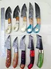 CUSTOM HAND MADE DAMASCUS STEEL FIXED BLADE SKINER KNIFE 81(lot of 10).
