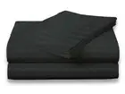 Twin Size Black 400 Thread Count 100% Cotton Sateen Dobby Stripe Sheet Set
