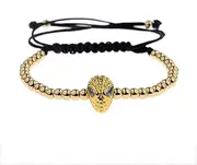 [U.S. Polo Assn.] Luxury Black Zircon Long Tubes&4MM Copper Beads Macrame Men Bracelets&, Bangles for Women Jewelry (Metal Color : AB1015-1)