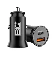 BIG+ Dual USB Car Charger [Metal], 6A/36W [QC3.0] Black 1 Pack