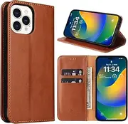 GoshukunTech Case for iPhone 14 Pro Max,for iPhone 14 Pro Max Wallet Case[6.7 inch] Magnetic Wallet Case Leather Flip Folio Cover with Card Slots for iPhone 14 Pro Max-Light Brown