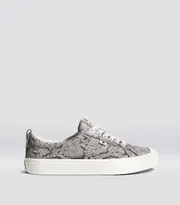 Women's Snake Print Leather Low Top Sneakers