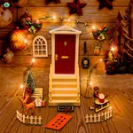 TR 聖誕侏儒門全套帶燈聖誕裝飾精靈門木製侏儒門裝飾童話門丹麥聖誕節