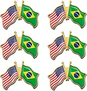 [rhungift] 6/12/50/100 Pack -American Brazil Friendship Flag Pins Bulk -1.4” Metal US USA Brazilian Lapel Pins Badge Button Souvenir