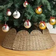 Woven Scallop Christmas Tree Collar Rattan Christmas Tree Ring Farmhouse Natu...