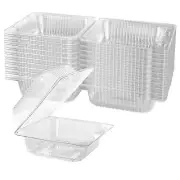 50 Pcs Clear Plastic Hinged Food Container Take Out Clamshell Containers w/ Lid