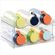 Paifencodill Cabinet Water Bottle Storage Device, Kitchen Stackable Water Bottle Storage Refrigerator Bottle Rack Sports Flask Roller Travel Cup Storage Device Water Bottle Organizer (2 Layer)
