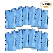 SKY BLUE 12 Pack Jerseys Bibs Adults Football Scrimmage Training Vests For FS