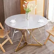 Clear Round Plastic Tablecloth Protector Waterproof Oil-Proof PVC Table Cloth Stain-Resistant Wipeable Table Cover for Round Table 60" Round