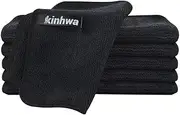 KinHwa Microfibre Cloths, Black Cleaning Cloths, Kitchen Cleaning Cloths, Washing Cloths, Washable Microfibre Cleaning Cloth, Environmentally Friendly and Lint-Free Tea Towels, Multi-Purpose 20 cm x