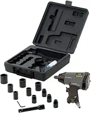 Schneider Druckluft GmbH Schneider airsystems SGS DGKD322820 Compressed Air Impact Wrench with Socket Spanner Set (10 Pieces), Pressure: 6.3 Bar