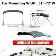 3 Bow 61"-72"W Boat Bimini Top 600D Polyester Canopy Gray Cover without frame