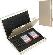 LAVILI SD Card Holder, SD Card Case, CF Memory Card Holder Case Aluminum Alloy Hard Shell, Double-Layer Capacity for 6SD Cards and 12 TF Cards