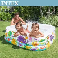 在飛比找momo購物網優惠-【INTEX】海底動物方型戲水游泳池159x159x50cm