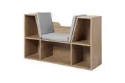 Levede Kids Bookcase Toy Box with Seat Shelf Storage Brown