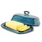 Porcelain Butter Dish, 7.3'' Butter Dish with lid, Butter Dishes with Stripe