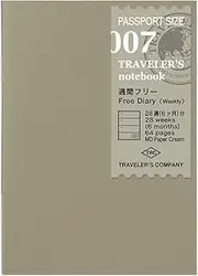 DESIGNPHIL Travelers Company 14327006 Traveler's Notebook, Refill, Weekly Free, Pack of 2, Passport Size