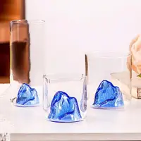 在飛比找ETMall東森購物網優惠-創意藍山杯玻璃藏峰杯富士山網紅個性杯威士忌酒杯咖啡杯禮物套裝