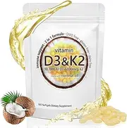 Vitamin D3 K2 Supplement Softgels, 180 Capsules, 2-in-1 Vitamin D3 K2 Supplement Softgel, 10,000 IU VIT D3 + 200 MCG Vitamin K2,GMO Gluten and Sugar Free,Protects Bone and Cardiovascular Health