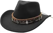 [ARSUGMZ] Four Seasons Man Women Cowboy Hats Style West Indian Banded Copper Coin Decoration Caps