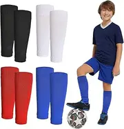[HZHSGLY] 4 Pairs Football Sock Sleeves Kids, Soccer Shin Guards Sleeves, Elastic Cut Socks Football for Sports Games Beginner