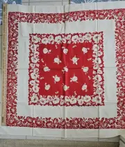Vintage Table Cloth Fits A Card Table Red White Morning Glory New With Tag...