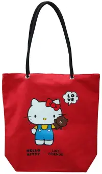 在飛比找樂天市場購物網優惠-Hello Kitty x Line帆布購物袋