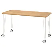 ANFALLARE / KRILLE desk, bamboo/white, 140x65 cm