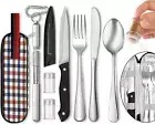 Portable Travel Utensils Set, Travel Camping Cutlery Set, Reusable Stainless ...
