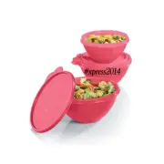 Tupperware NEW Classic Wonderlier Bowl Nesting Seal Airtight Set of 3 Pink