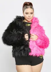 [Club Exx] Real Sweet Balancing Act Faux Fur Jacket