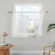 White Sheer Tiers Curtains Set Semi Light Filtering Voile Rod Pocket Short