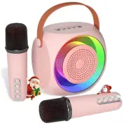 Karaoke Machine for Kids, Bluetooth Speaker with 2 Wireless Microphones and L...