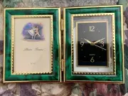 Bi-Fold Emerald Green & Gold Clock & Photo Frame NEW IN BOX
