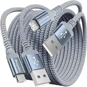 Micro USB Cable 3M 2Pack,Long Android Charger Cable Micro Charging Cable Braided for Samsung S7/S6/S5/J7 Edge,Note 5,PS4 Controller,Kindle Fire,Xbox One S/X Controller,HTC,etc