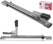JIUJ Heavy Duty Stapler Long arm Standard Staples Special A3 Middle Seam Large lengthening Office Supplies Easy Silver