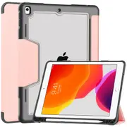MCC Shockproof iPad 10.2 9th Gen 2021 Tri-Fold Case Cover Apple Pencil Slot Kids [Pink]
