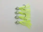4 x Glow Paint Soft Plastics Jig Heads With Skirts Matzuo 3/0 Bream Gulp
