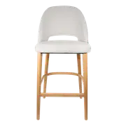Durafurn 750mm High Light Grey Fabric Semifreddo Bar Stool with Natural Beech Wood Legs