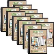 eco-eco A5 50% Recycled 20 Pocket Fold Flat Spiral Bound Display Book, Pack of 12, eco136x12