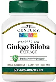 21st Century Ginkgo Biloba Extract Veg Capsules, 60 Count