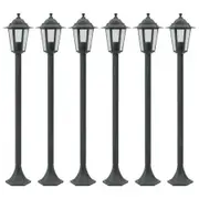 Garden Post Lights 6 pcs E27 110 cm Aluminium Dark Green