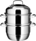 Large Induction Steamer Pot (34cm), 3 Tier for Cooking, 13 2/5 Inch Stainless