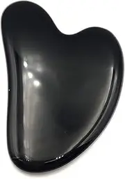 ZLYTQZHGBHD Heart Shaped Stone Scraping Plates, Pulling Compact Cosmetic Face-Lift Artifact (Size : Obsidian)