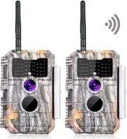 2 Pack WiFi Game Camera Trail Deer Cam 24MP 1296P MP4 Video Night Vision No Glow