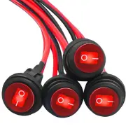 mankk 4Pcs Waterproof Rocker Switch 12V Round Toggle Switch SPST 3pin ON Off Red